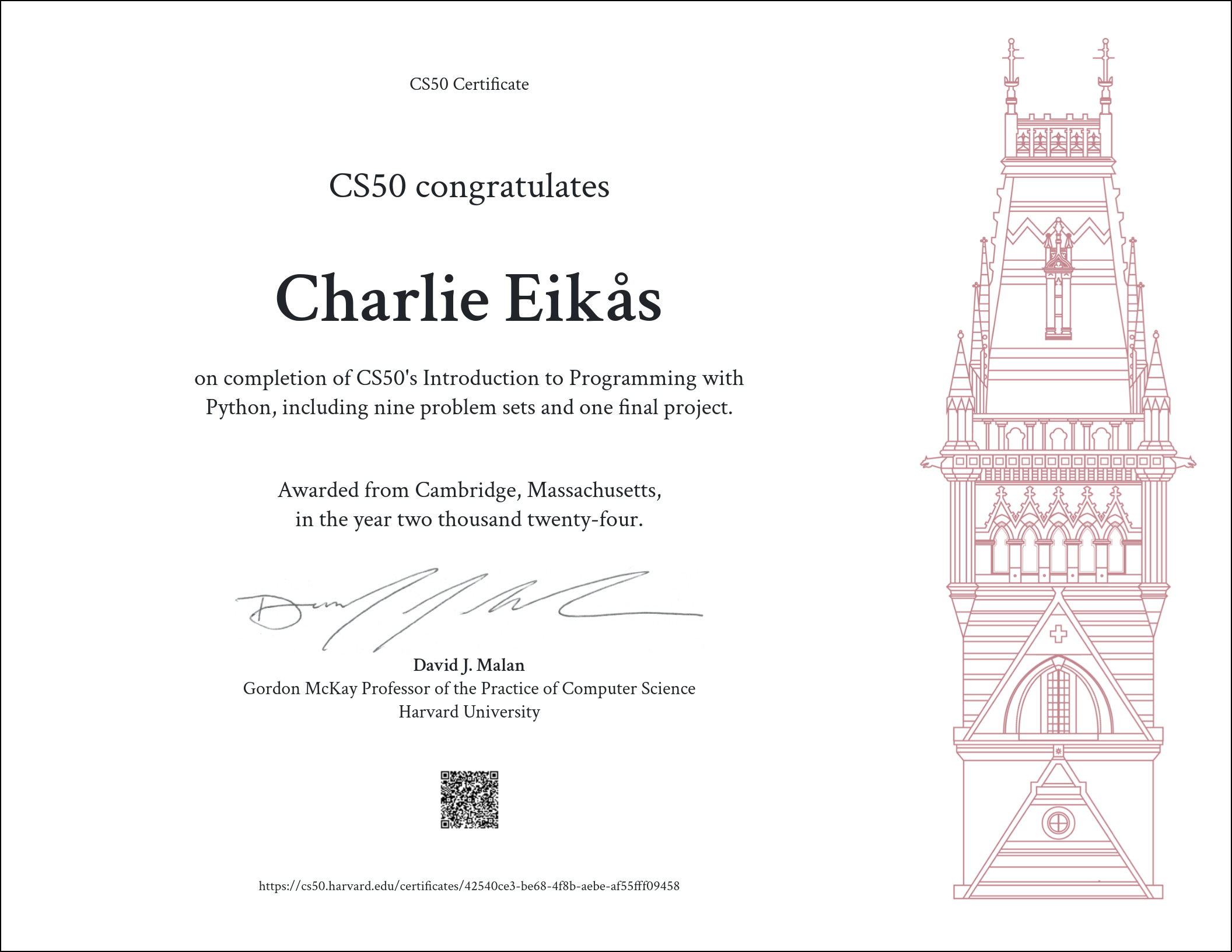 CS50P Certificate