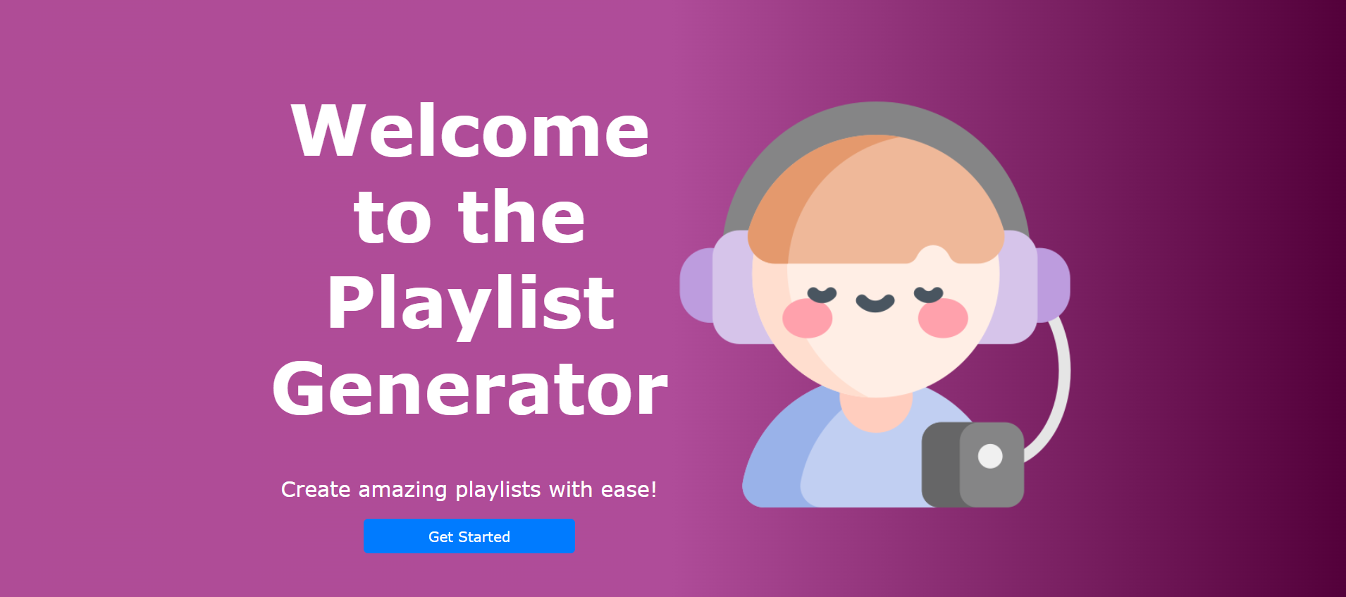 Playlist generator homepage